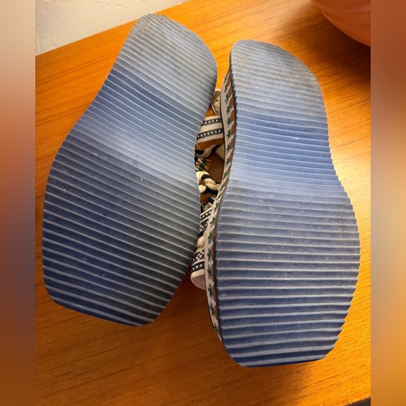 Farm Rio Navy and White Pineapple Platform Festival Vacation Sandals Size 8 - Picture 12 of 12